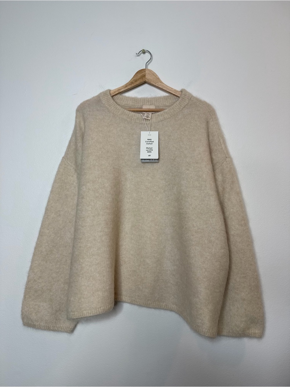 New H&M Premium Mohair Wool Fuzzy Knit Pullover Crewneck Sweater size large